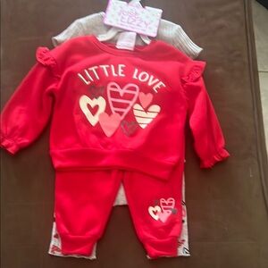 just Lizzy Baby Girl's Little Love Red Heart Set 4-piece 12 months New With Tags